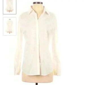 Elie Tahari white button front shirt s